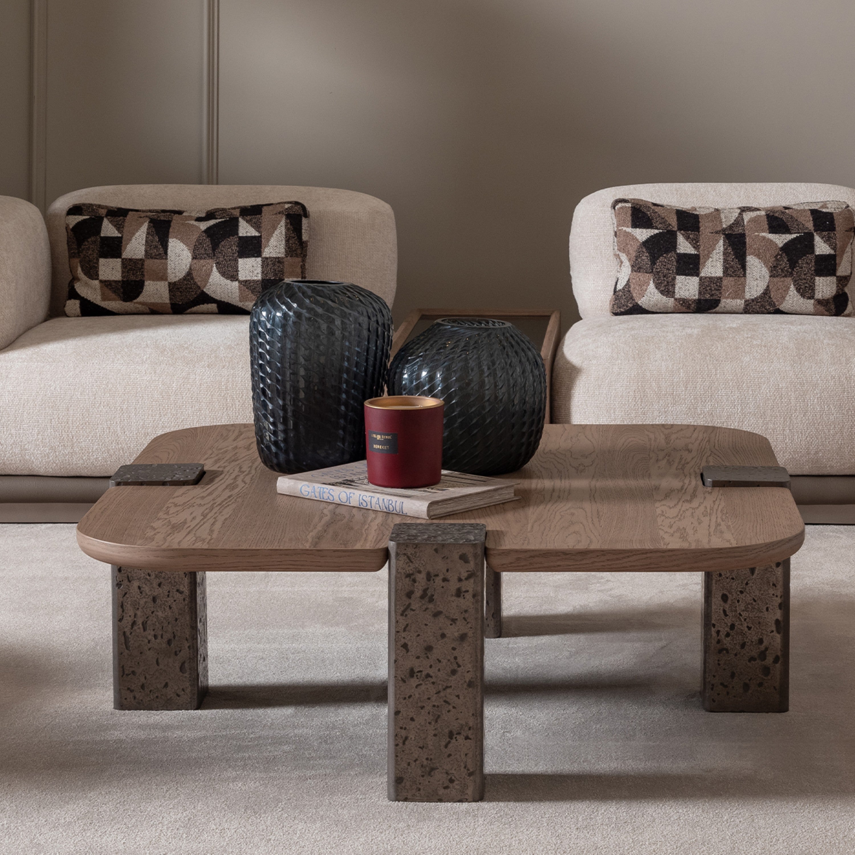 Michael Amini Bristol Point Tall Cocktail Table - Saddle Brown