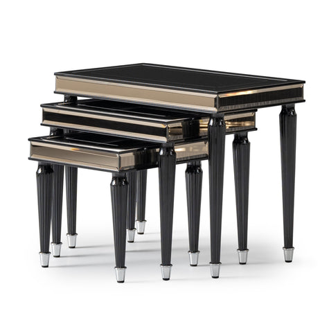 Michael Amini La Francaise Black Ice Nesting Tables - Set of 3