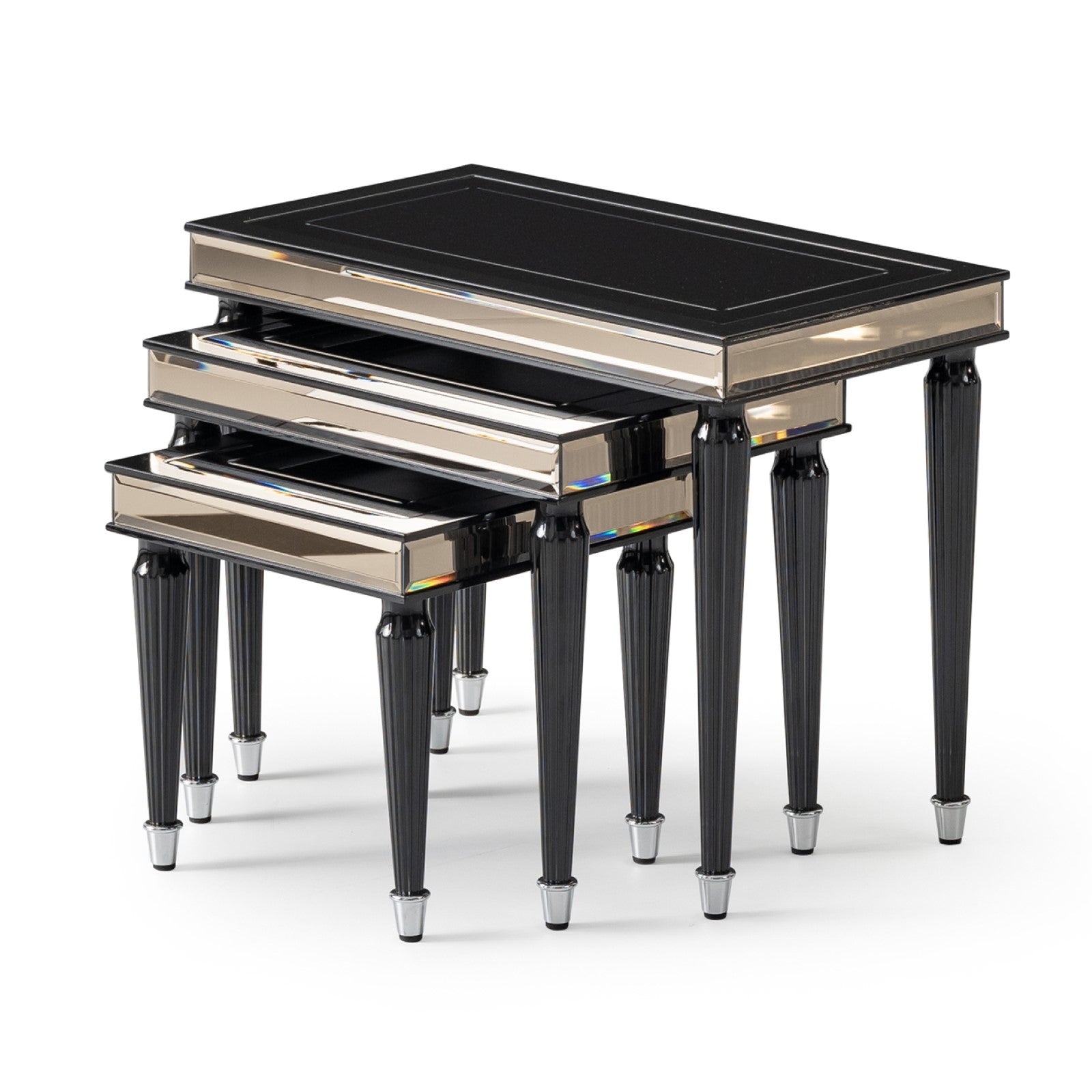 Michael Amini La Francaise Black Ice Nesting Tables - Set of 3