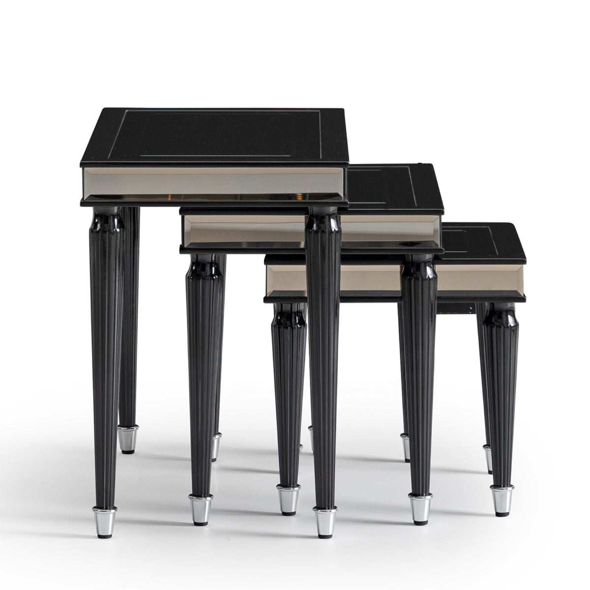 Michael Amini La Francaise Black Ice Nesting Tables - Set of 3