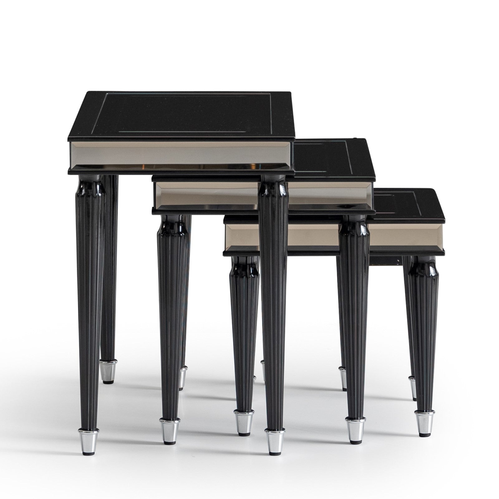 Michael Amini La Francaise Black Ice Nesting Tables - Set of 3