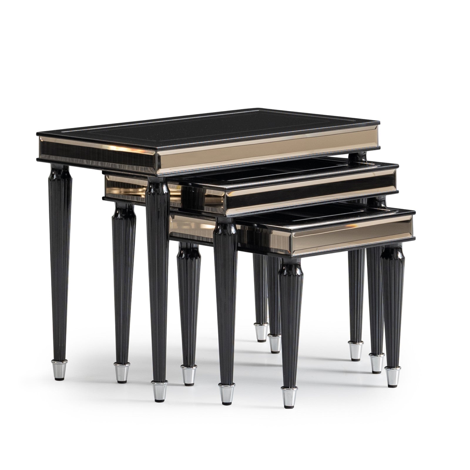 Michael Amini La Francaise Black Ice Nesting Tables - Set of 3