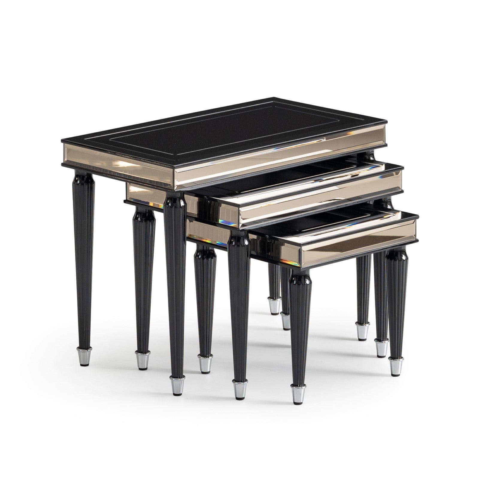 Michael Amini La Francaise Black Ice Nesting Tables - Set of 3