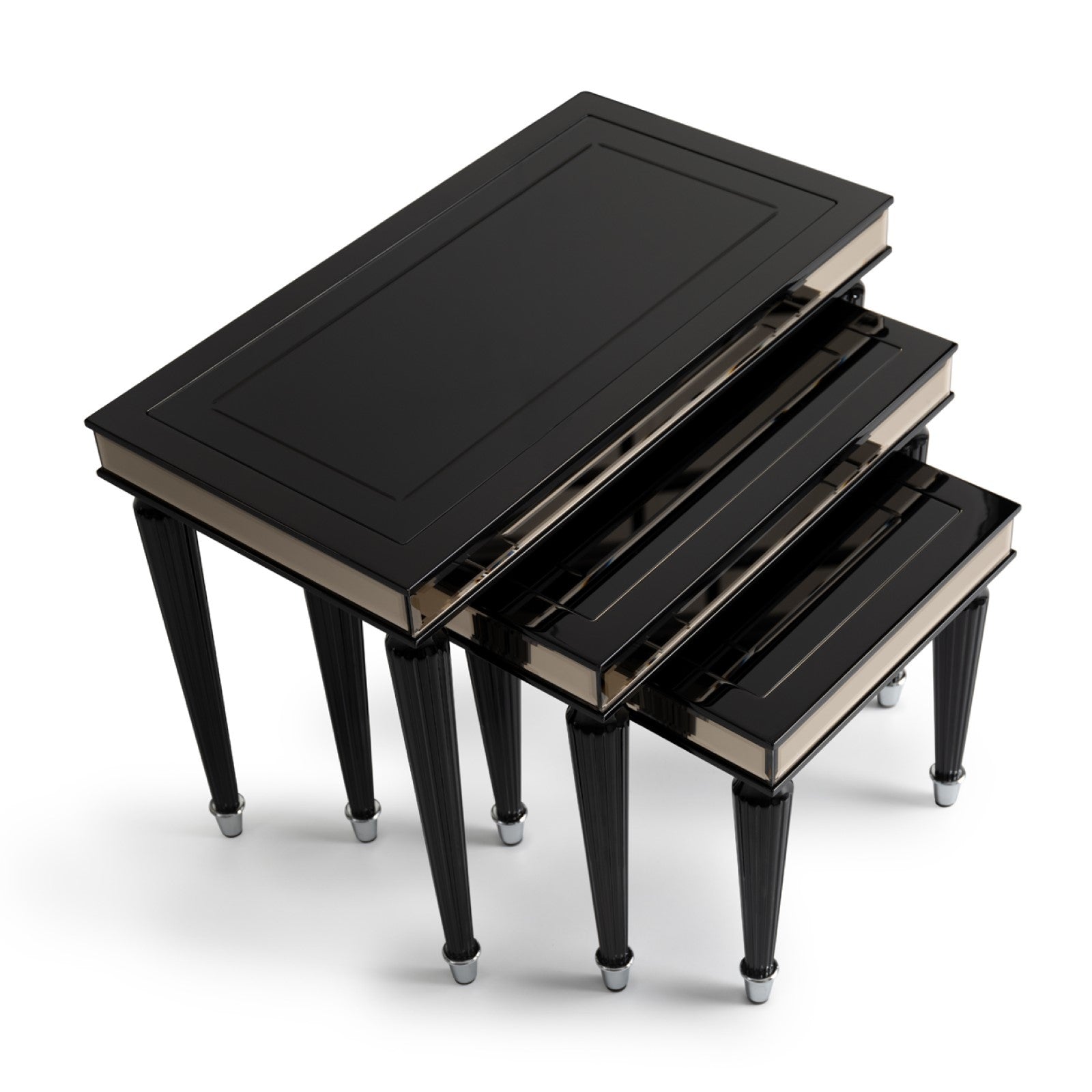 Michael Amini La Francaise Black Ice Nesting Tables - Set of 3