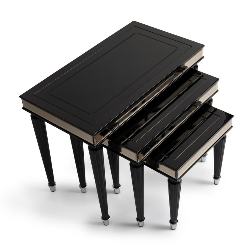 Michael Amini La Francaise Black Ice Nesting Tables - Set of 3