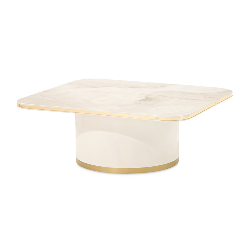 Michael Amini Gineverra Rectangular Cocktail Table - Ivory/Gold