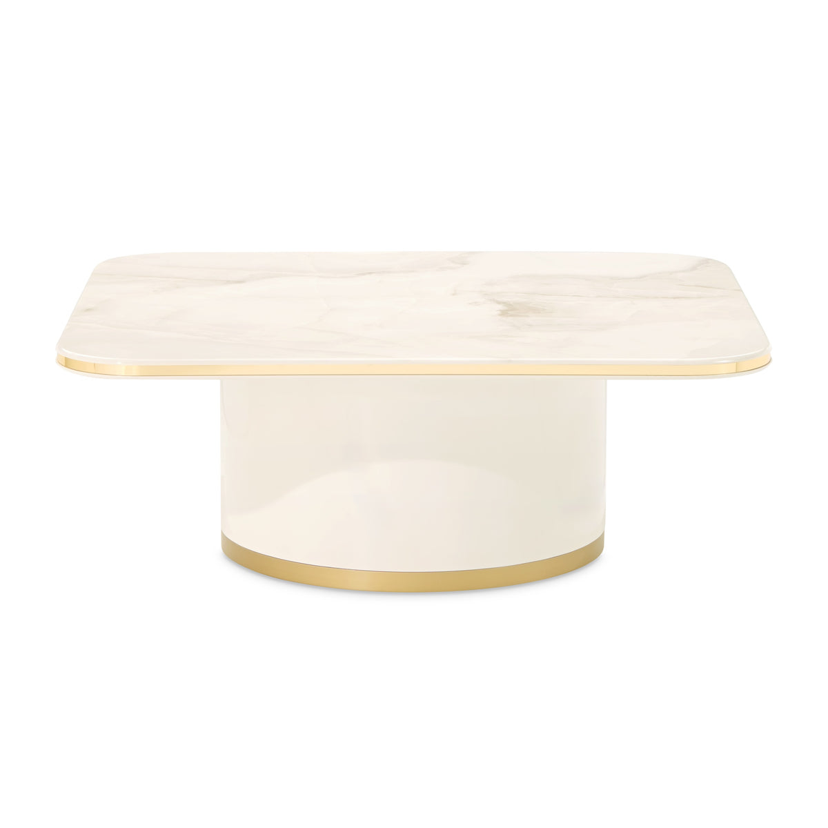 Michael Amini Gineverra Rectangular Cocktail Table - Ivory/Gold