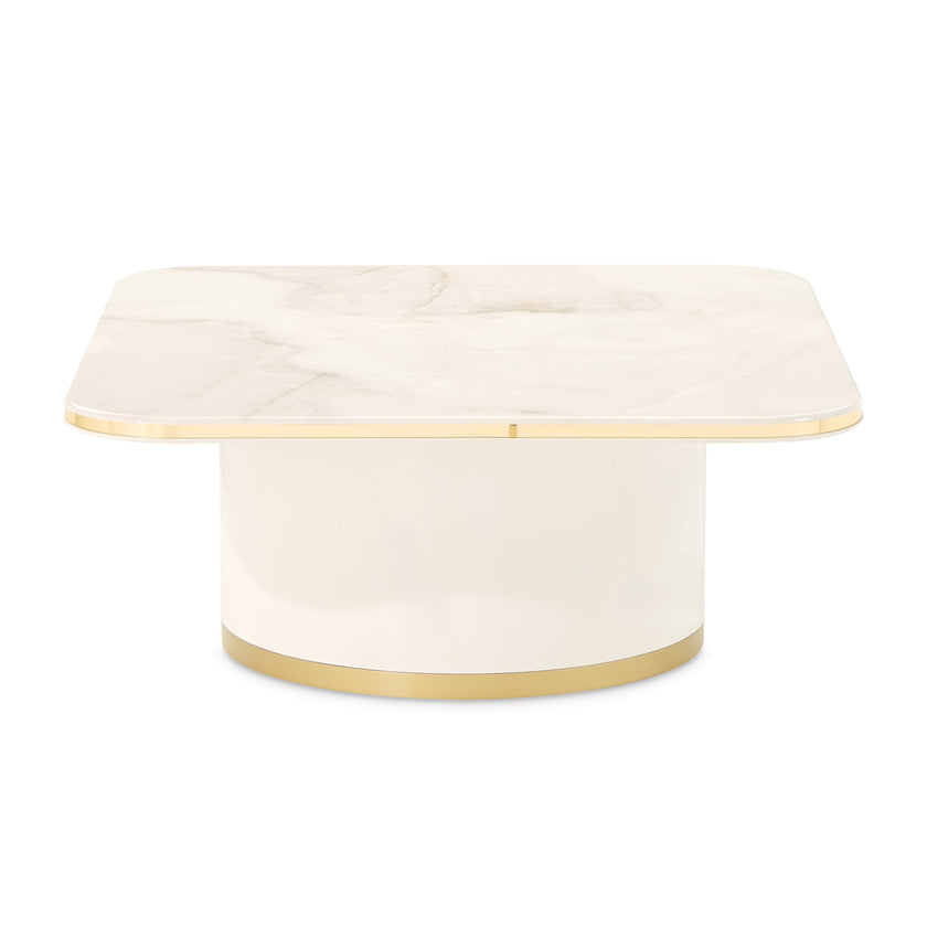 Michael Amini Gineverra Rectangular Cocktail Table - Ivory/Gold