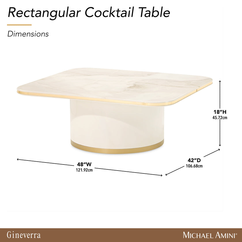 Michael Amini Gineverra Rectangular Cocktail Table - Ivory/Gold
