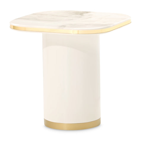 Michael Amini Gineverra End Table - Ivory Gold
