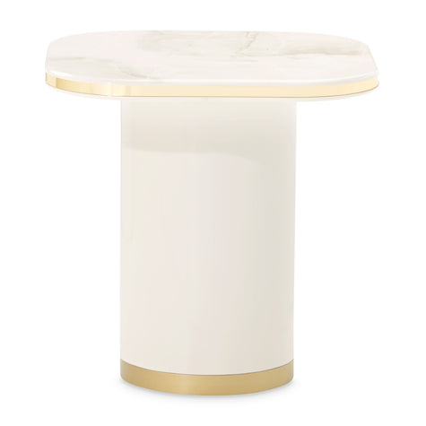 Michael Amini Gineverra End Table - Ivory Gold