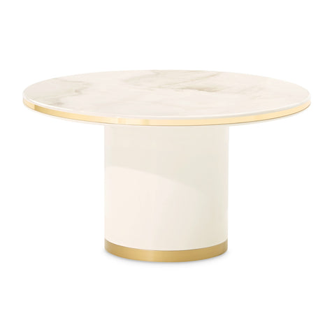 Michael Amini Gineverra Round Cocktail Table - Ivory Gold