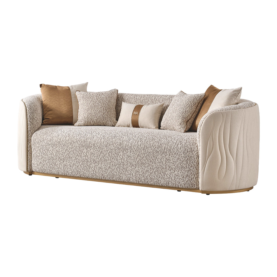 Michael Amini Gineverra Sofa - Biscotti/Ivory Gold