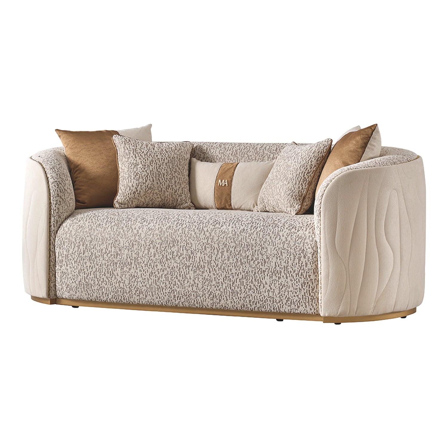 Michael Amini Gineverra Loveseat - Biscotti/Ivory Gold