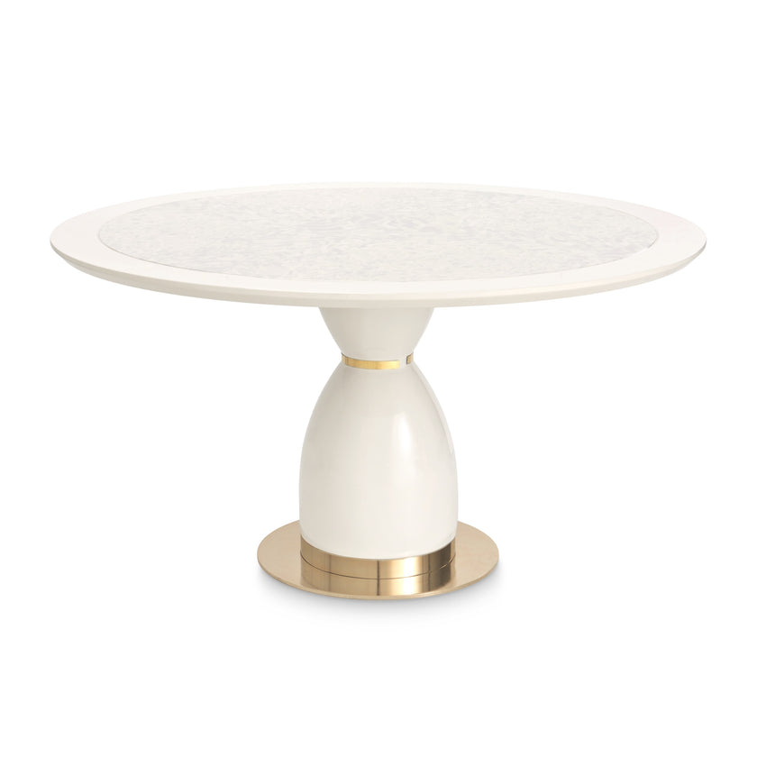 Michael Amini Lisbon Round Dining Table - Silken Cream