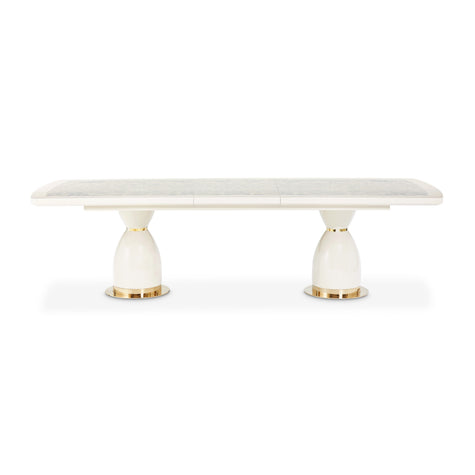 Michael Amini Lisbon Double Pedestal Dining Table - Silken Cream