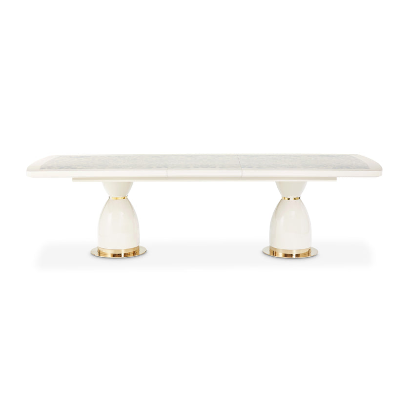 Michael Amini Lisbon Double Pedestal Dining Table - Silken Cream