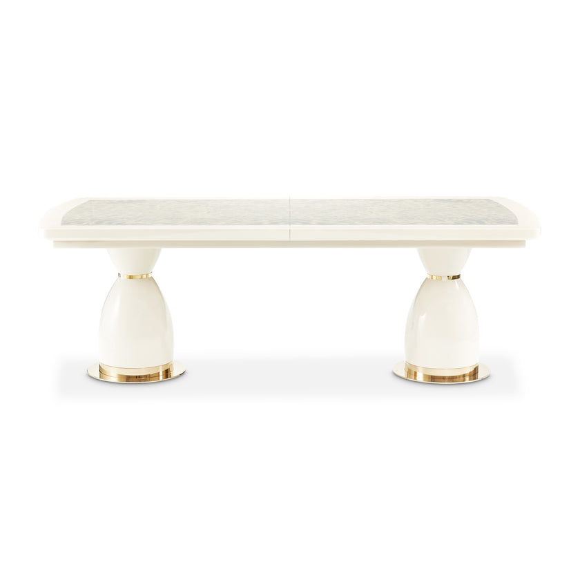 Michael Amini Lisbon Double Pedestal Dining Table - Silken Cream