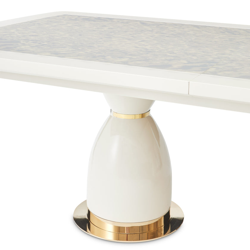 Michael Amini Lisbon Double Pedestal Dining Table - Silken Cream
