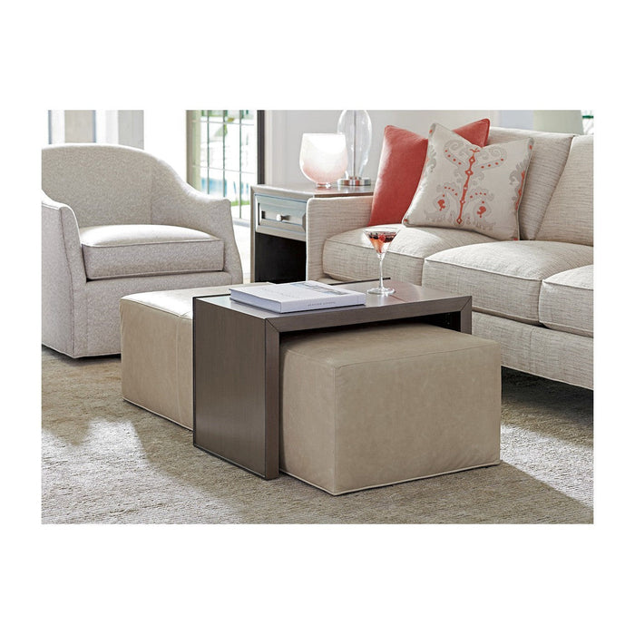 Lexington Ariana Savona Leather Cocktail Ottoman With Slide