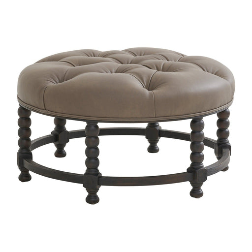 Barclay Butera Upholstery Hanover Leather Tufted Top Ottoman