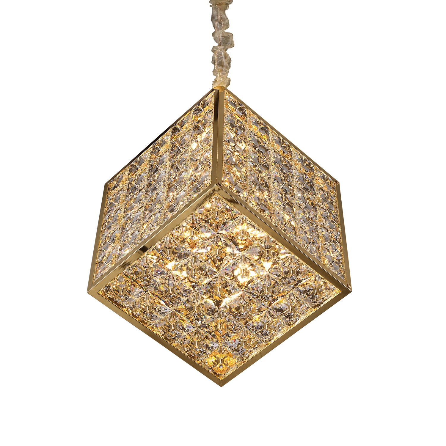 Michael Amini Cubes Modern Crystal Chandelier - Gold