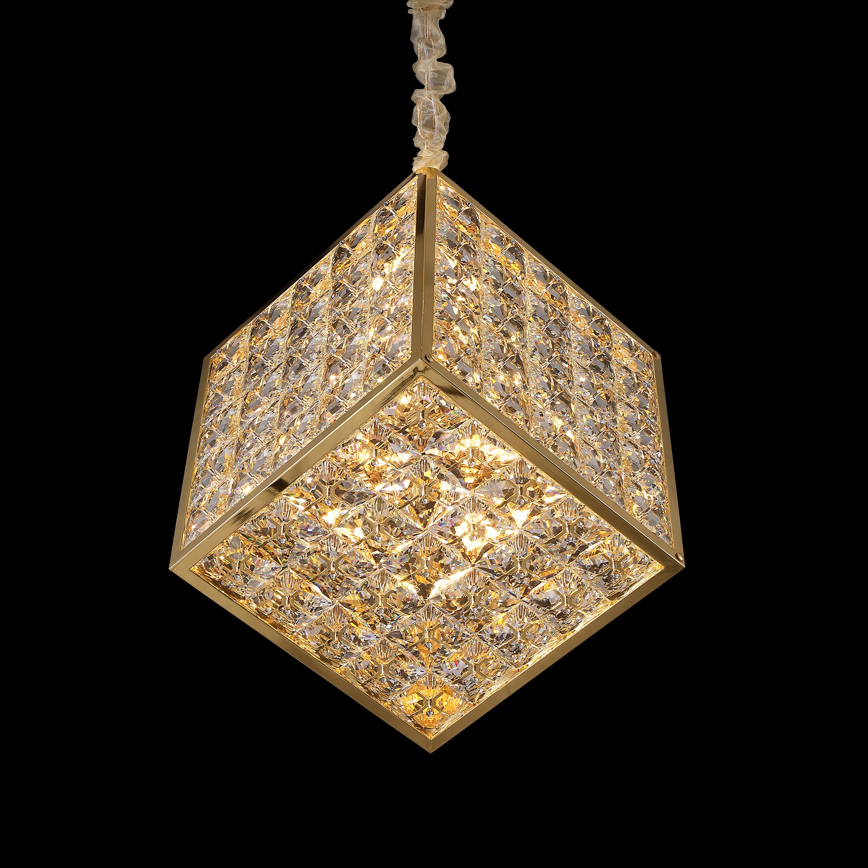 Michael Amini Cubes Modern Crystal Chandelier - Gold