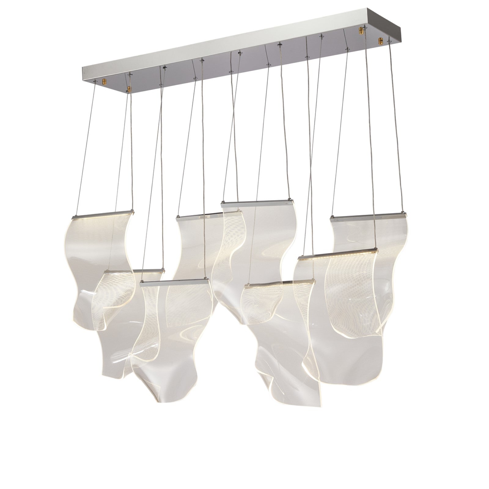 Michael Amini Sheer Waves 8 Light Rect. LED Chandelier - Chrome