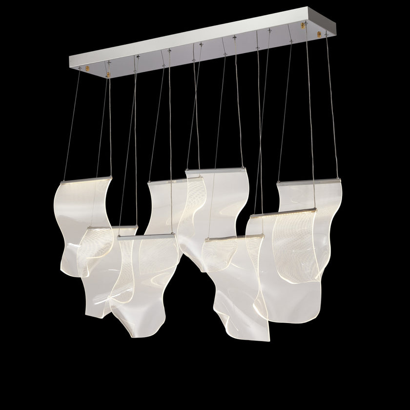 Michael Amini Sheer Waves 8 Light Rect. LED Chandelier - Chrome