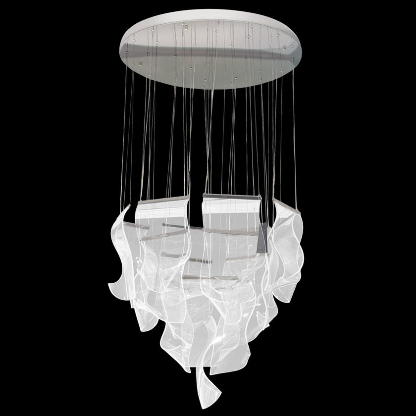Michael Amini Sheer Waves 18-Light Round LED Chandelier - Chrome