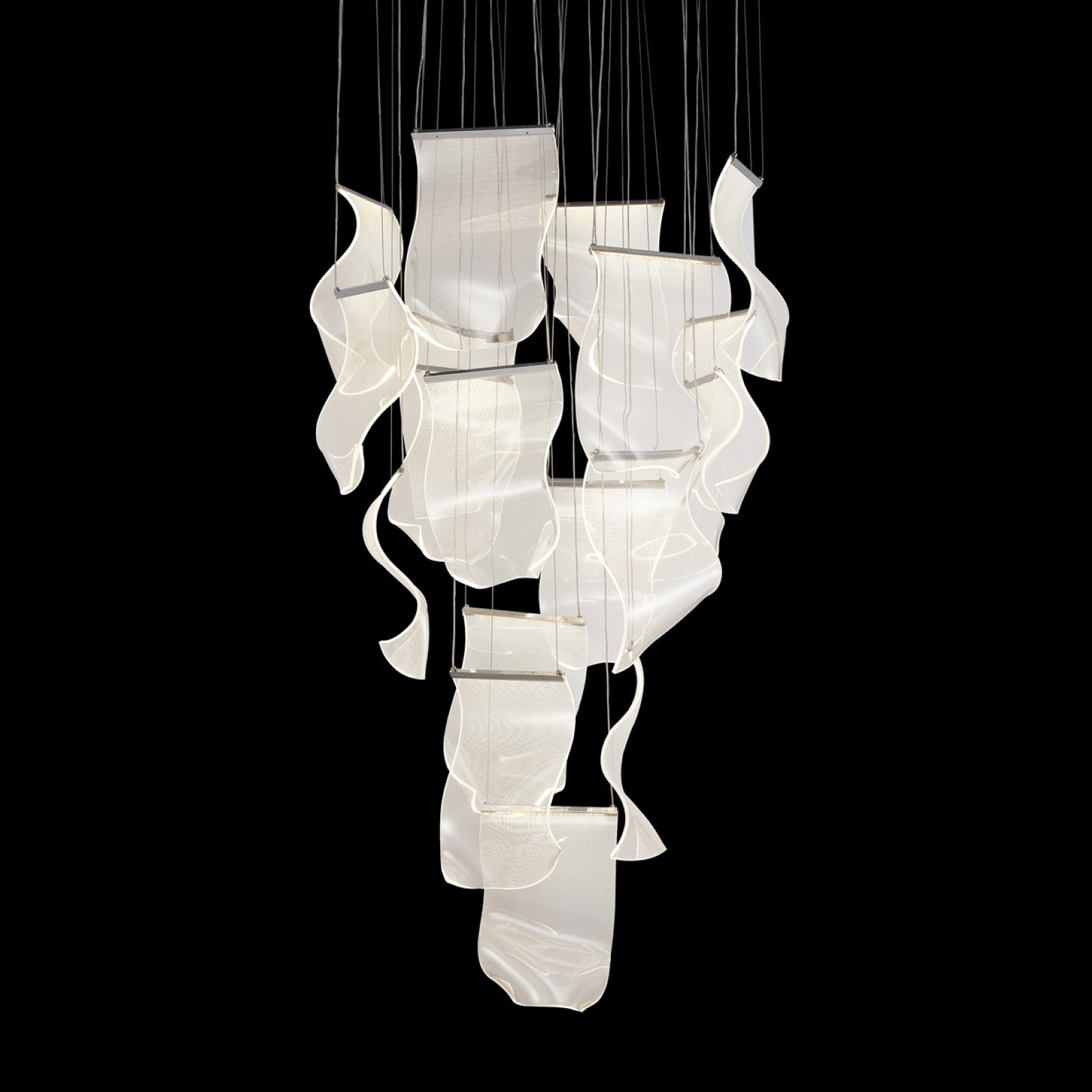 Michael Amini Sheer Waves 18-Light Round LED Chandelier - Chrome