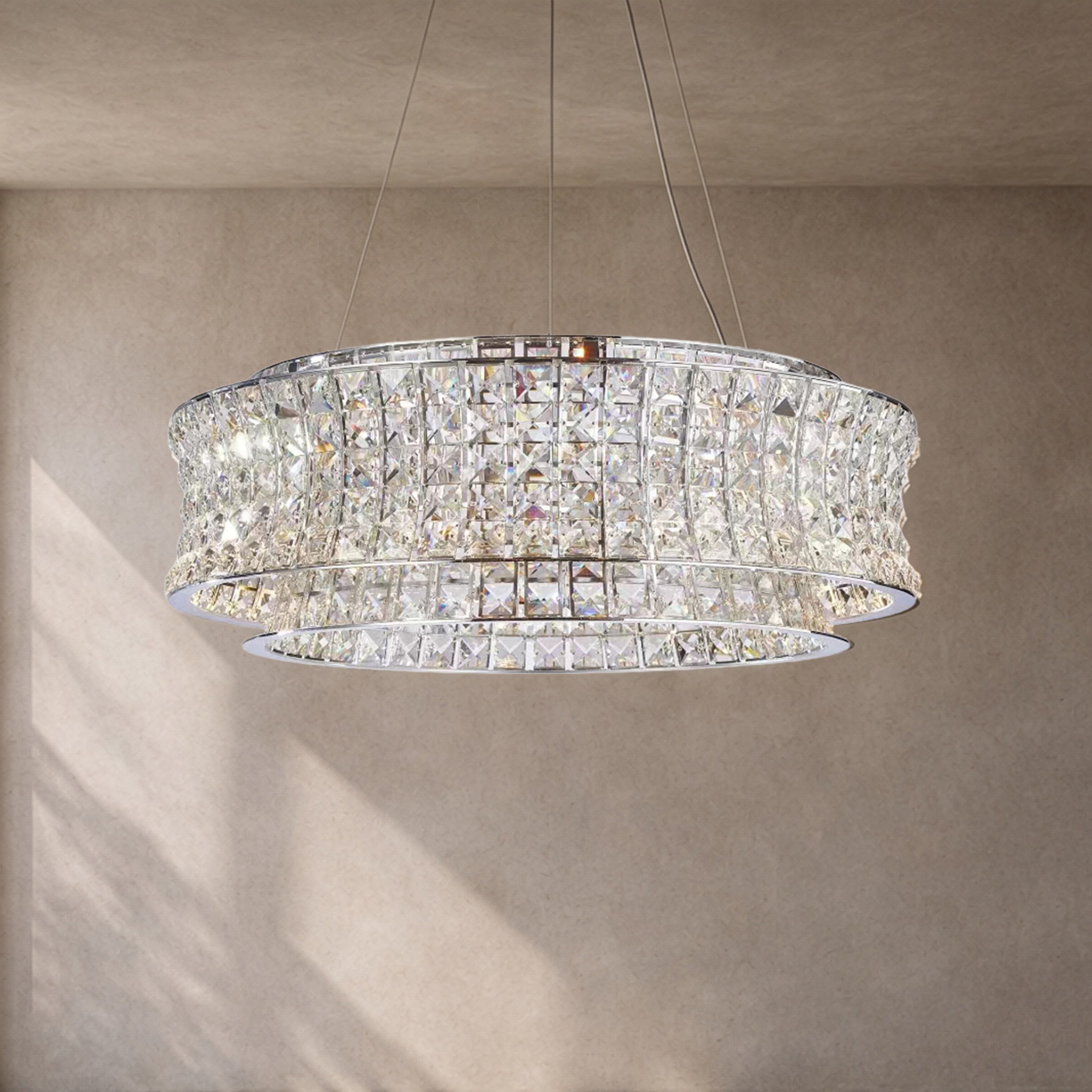 Michael Amini Galaxy Round LED Crystal Chandelier - Chrome