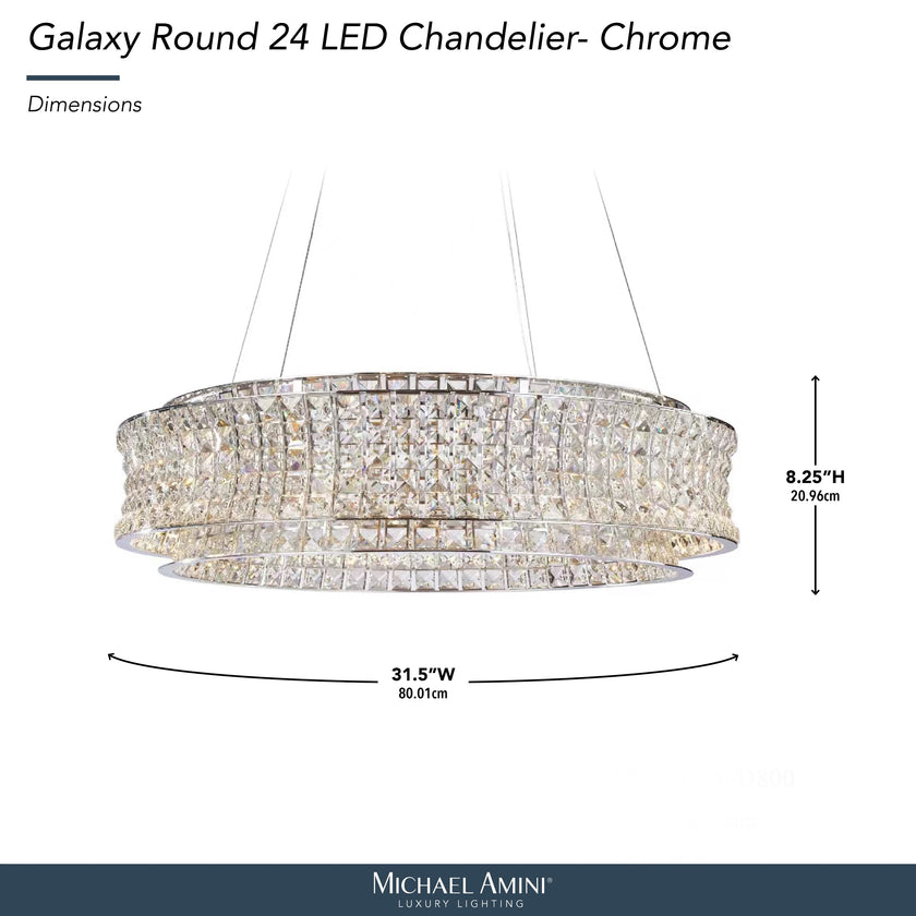 Michael Amini Galaxy Round LED Crystal Chandelier - Chrome
