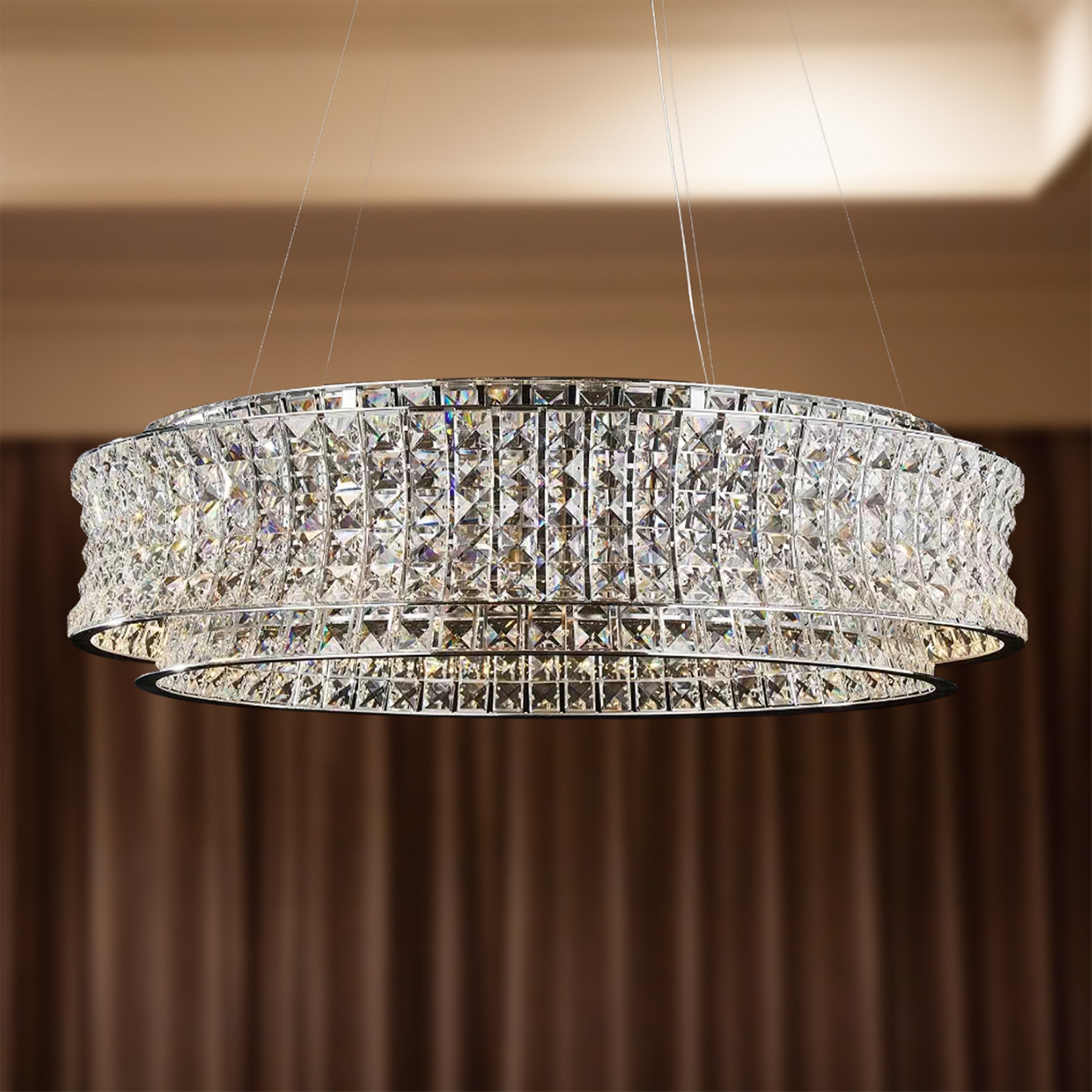 Michael Amini Galaxy Round LED Crystal Chandelier - Chrome