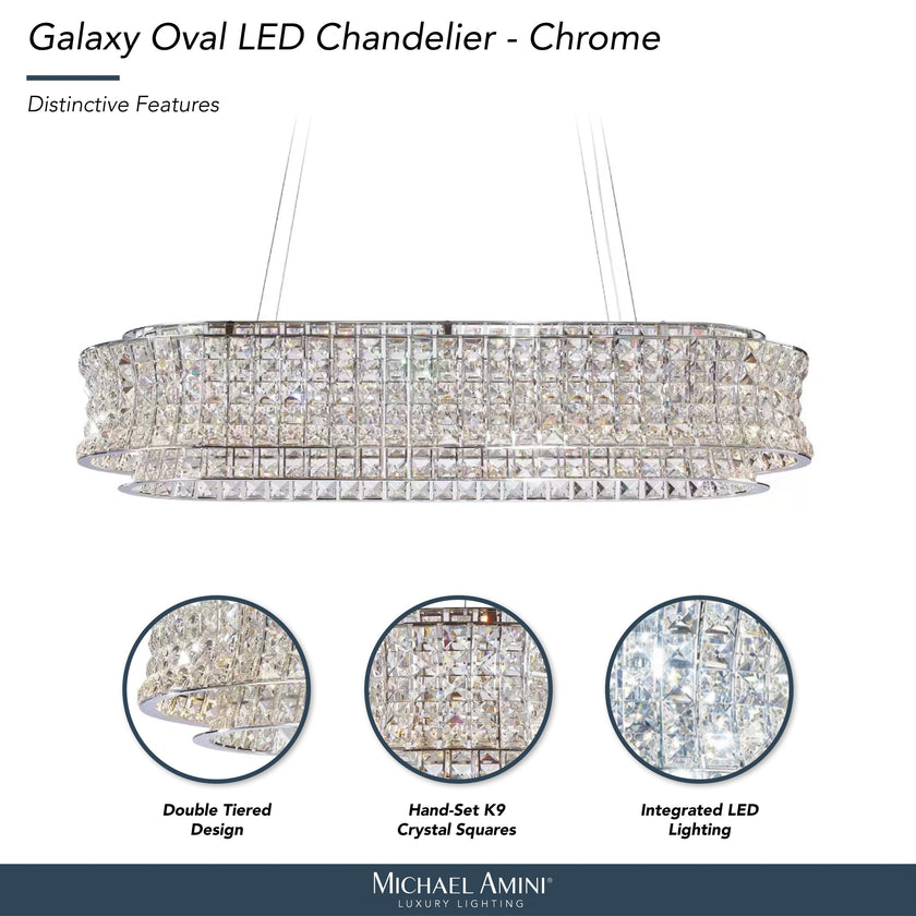 Michael Amini Galaxy Oval LED Crystal Chandelier - Chrome