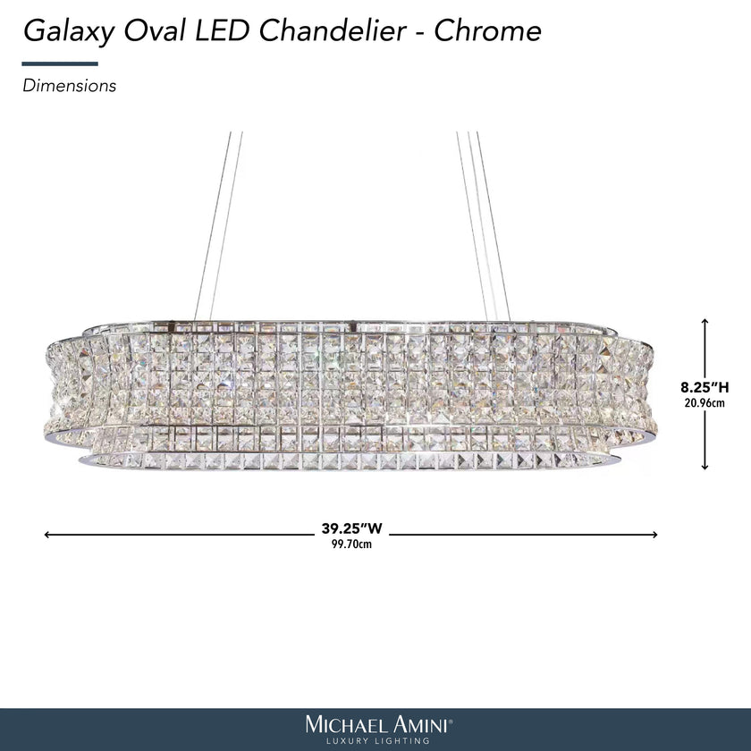 Michael Amini Galaxy Oval LED Crystal Chandelier - Chrome