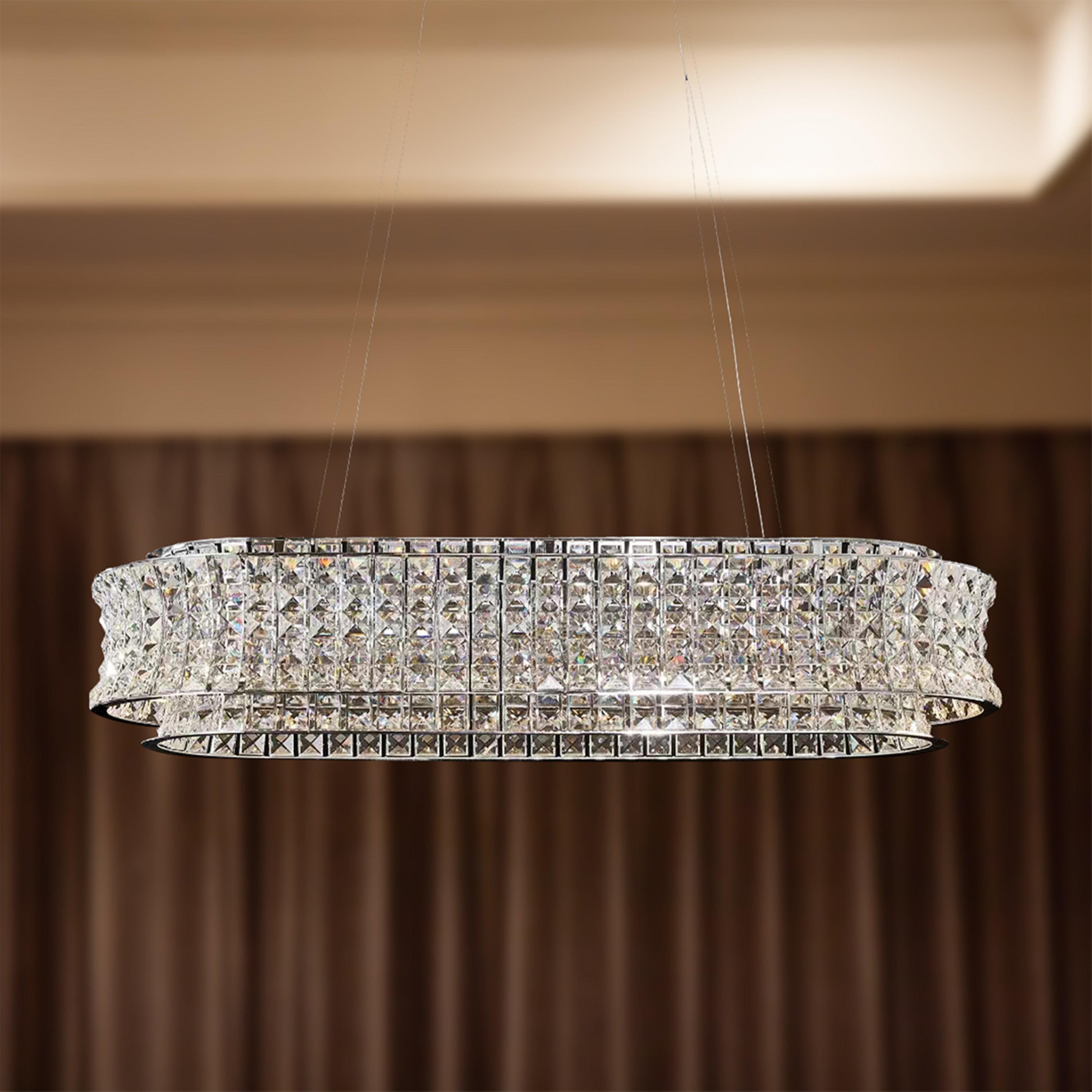 Michael Amini Galaxy Oval LED Crystal Chandelier - Chrome