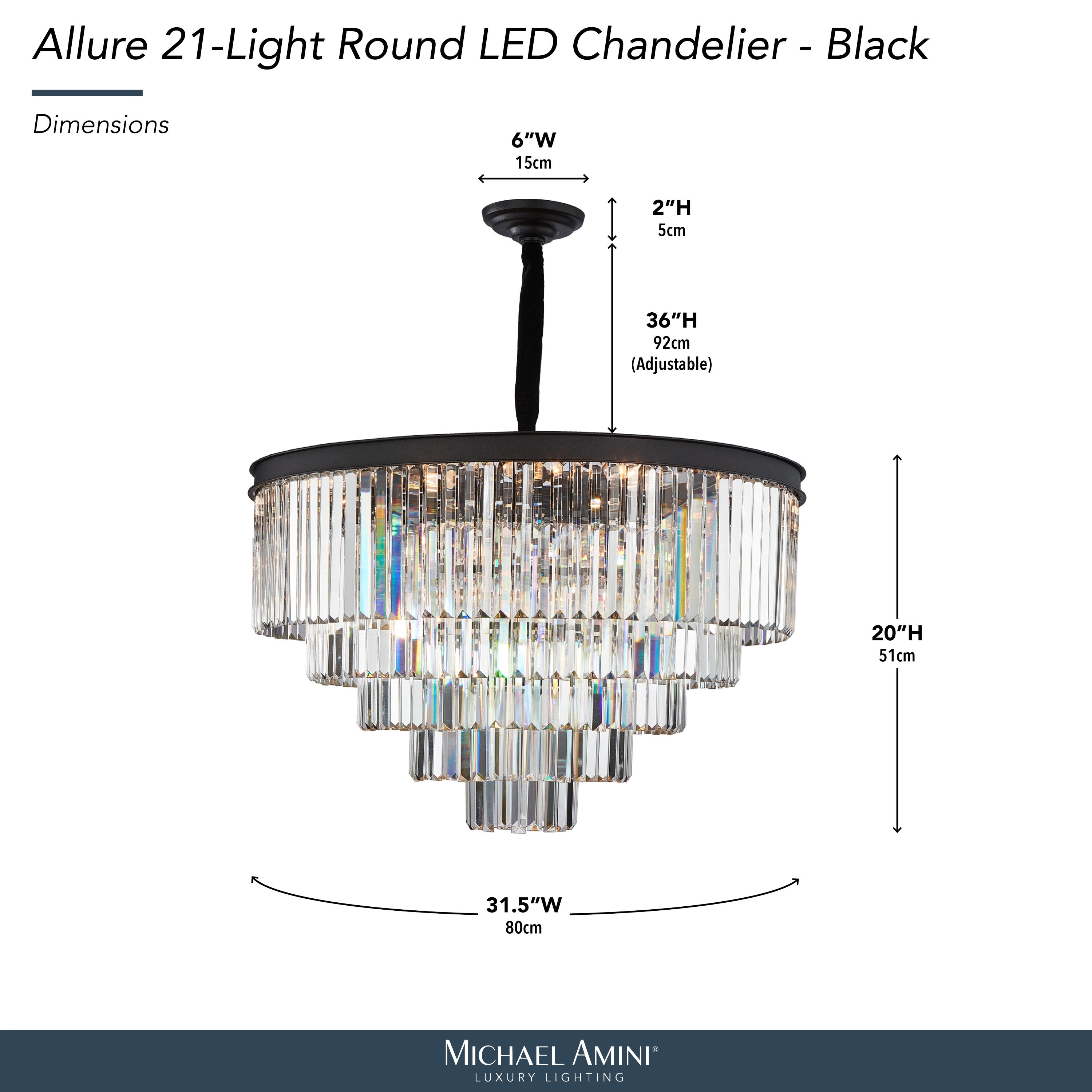 Michael Amini Allure 21-Light Round Crystal Chandelier - Matte Black