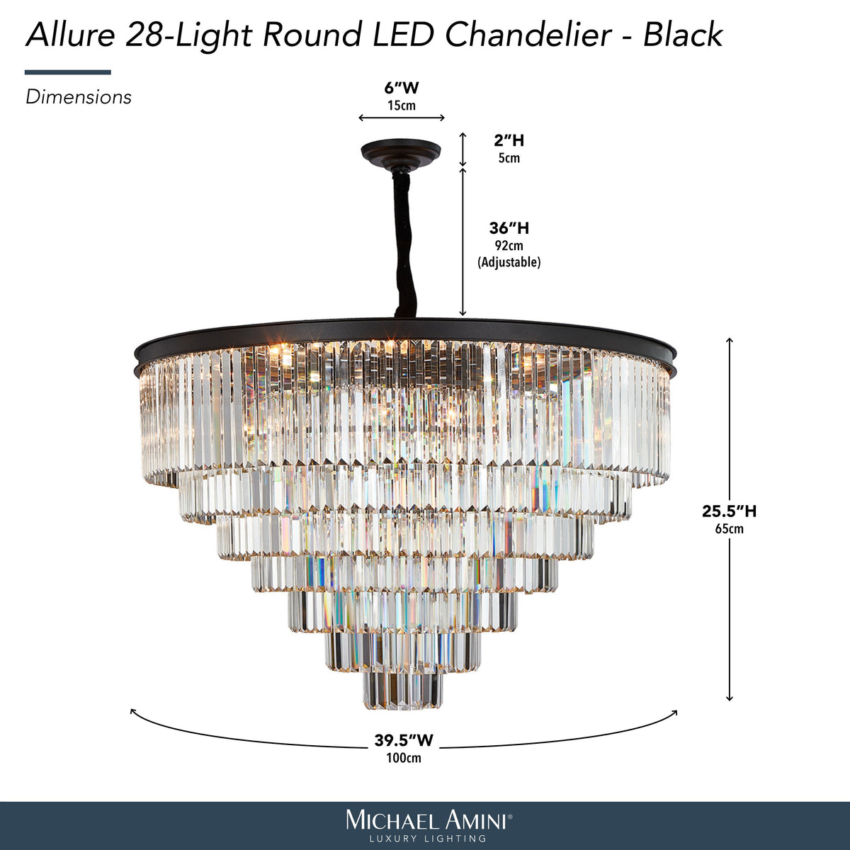 Michael Amini Allure 28-Light Round Crystal Chandelier - Matte Black