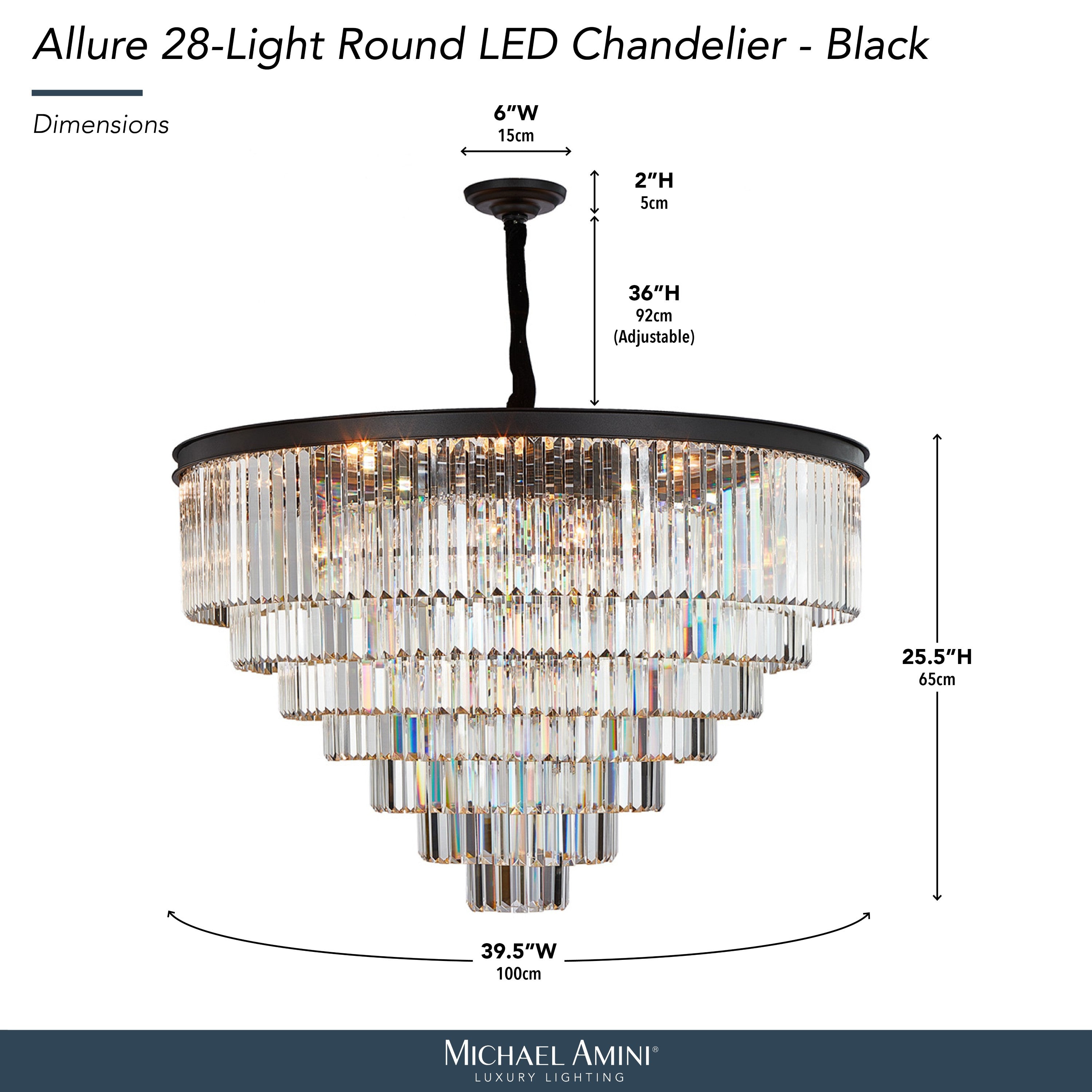 Michael Amini Allure 28-Light Round Crystal Chandelier - Matte Black