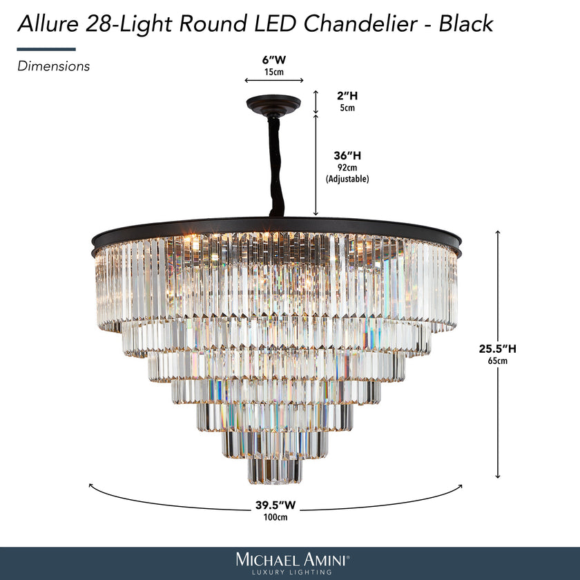 Michael Amini Allure 28-Light Round Crystal Chandelier - Matte Black