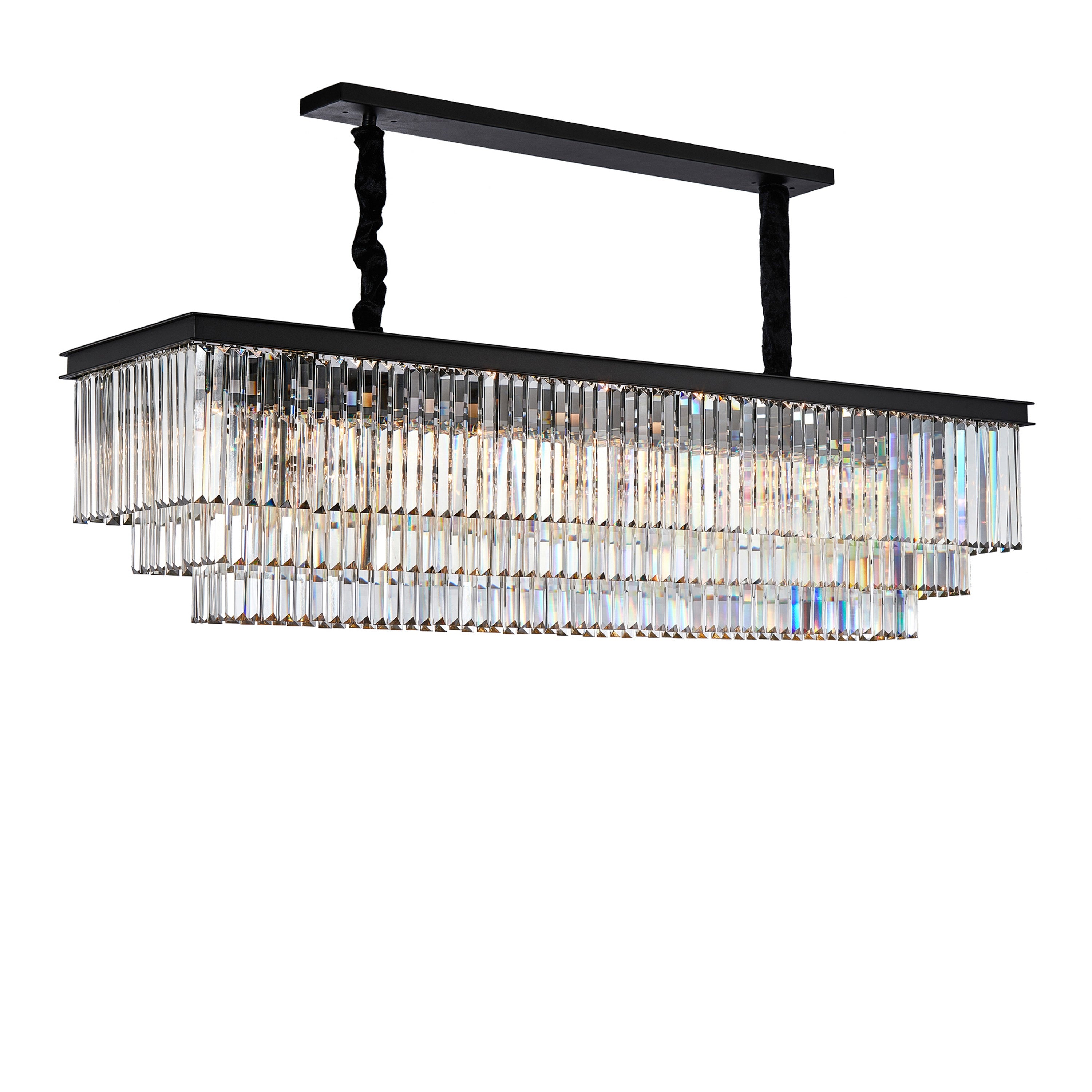 Michael Amini Allure 20-Light Rectangular Crystal Chandelier - Matte Black