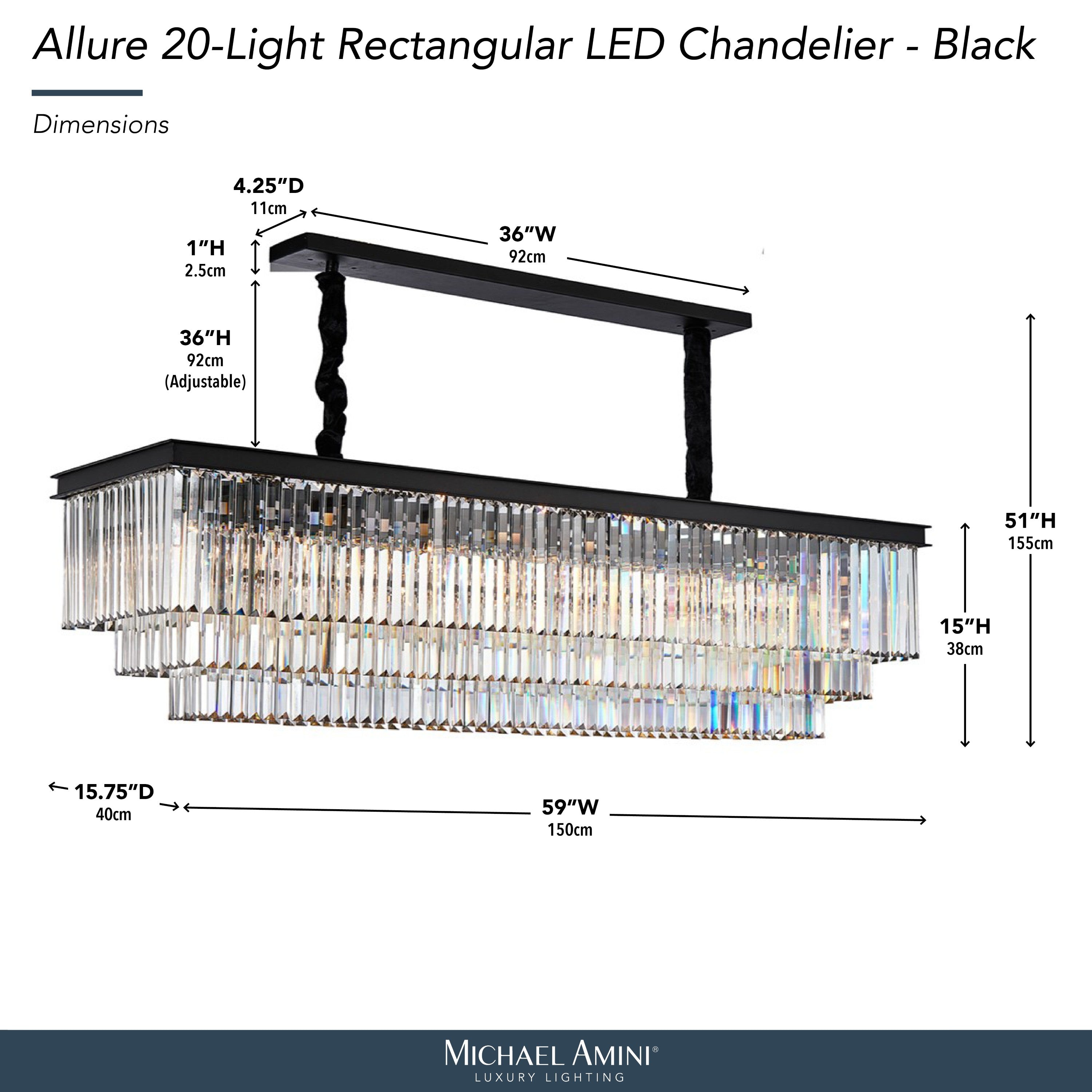 Michael Amini Allure 20-Light Rectangular Crystal Chandelier - Matte Black