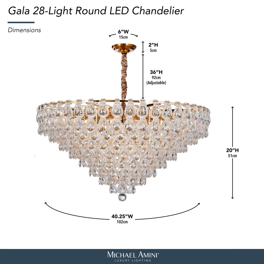 Michael Amini Gala 28-Light Round LED Chandelier - Gold