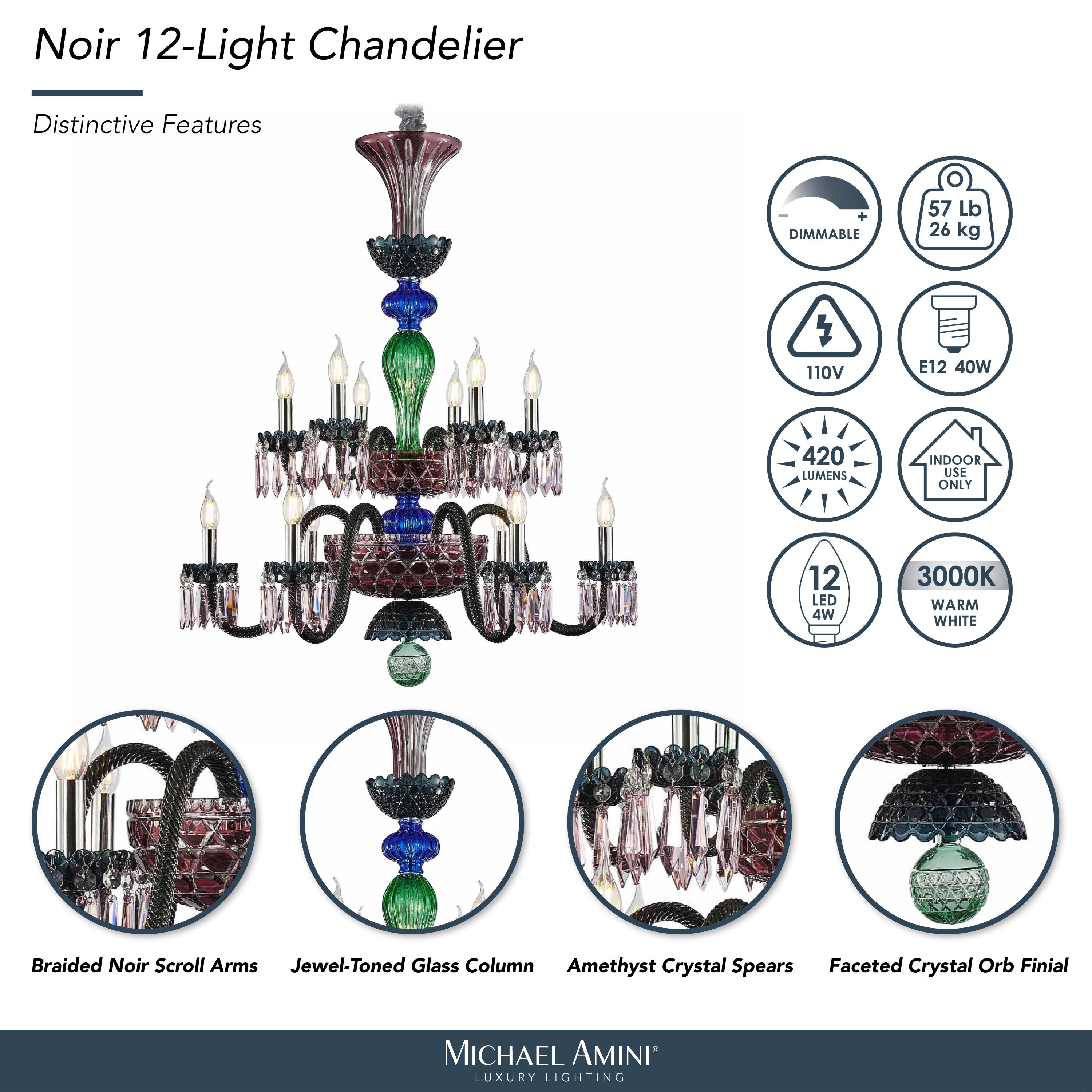 Michael Amini Noir 12-Light Traditional Crystal Chandelier