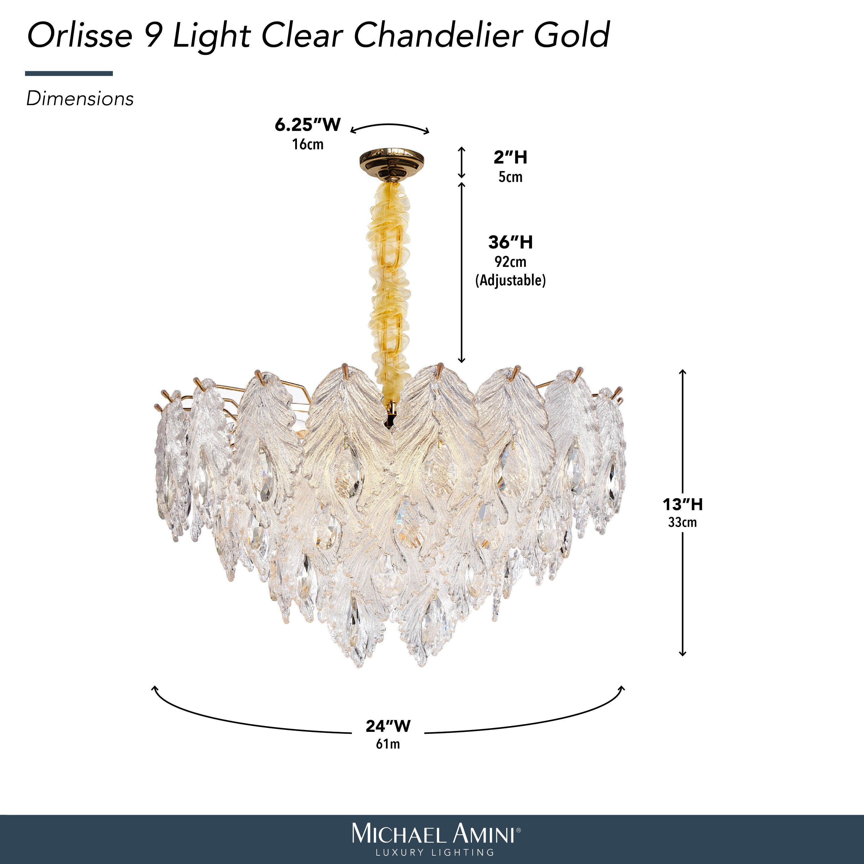 Michael Amini Orlisse 9-Light Acrylic Chandelier - Gold