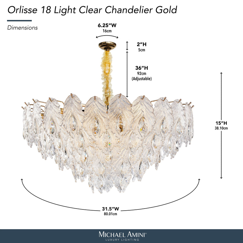 Michael Amini Orlisse 18-Light Acrylic Chandelier - Gold