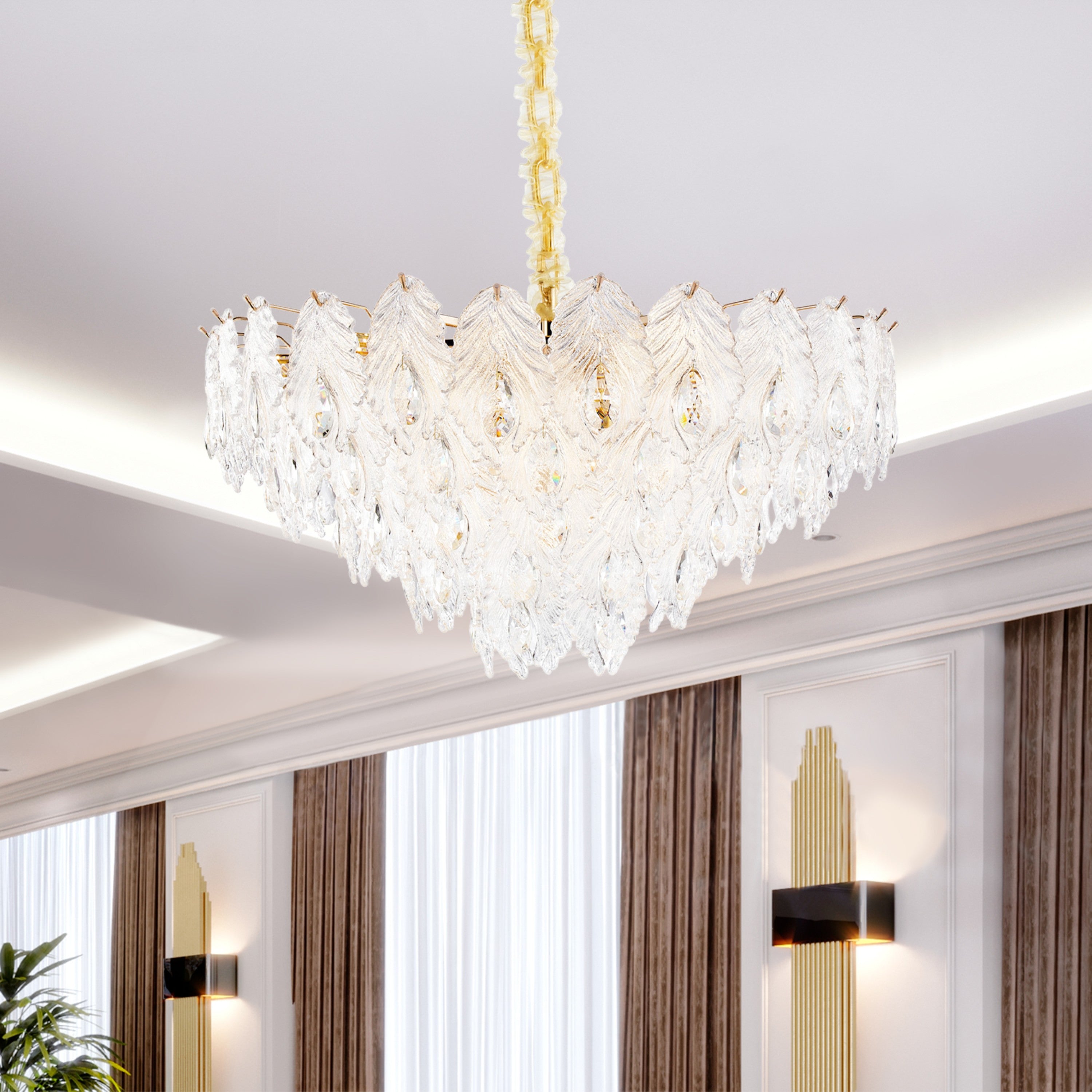 Michael Amini Orlisse 18-Light Acrylic Chandelier - Gold