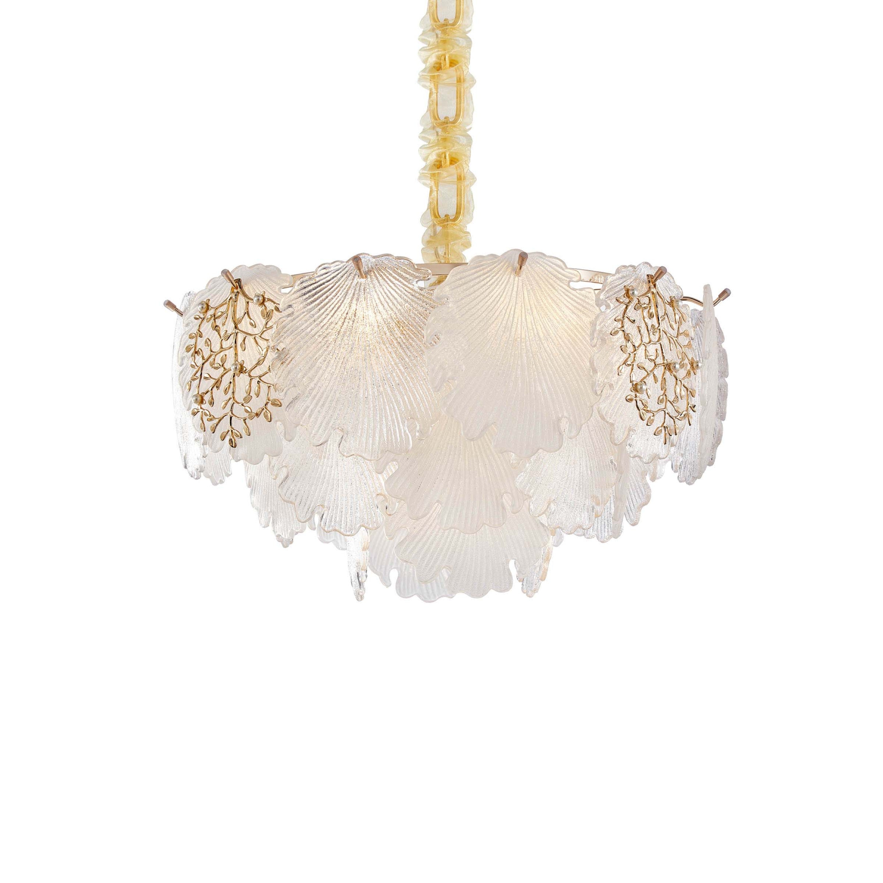 Michael Amini Almara 7-Light Frosted Glass Chandelier - Frost/Gold