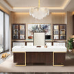 Michael Amini Almara 7-Light Frosted Glass Chandelier - Frost/Gold